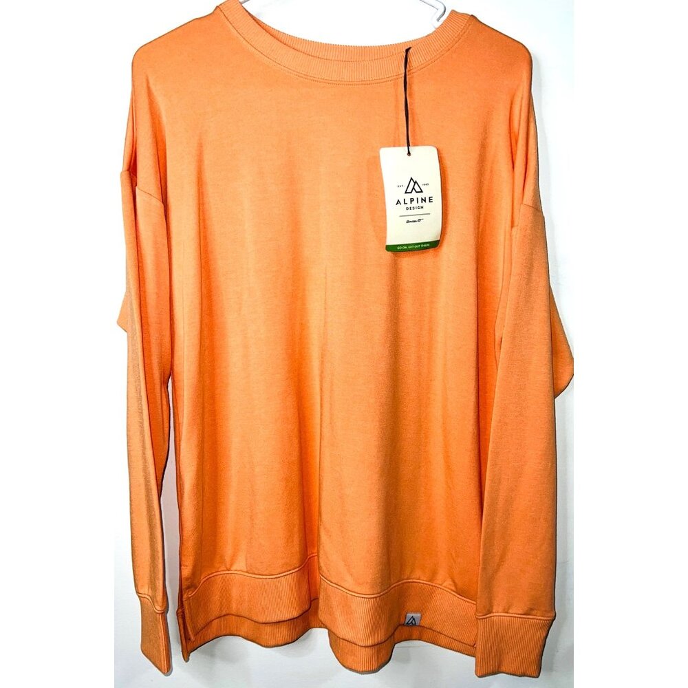 Alpine Design Womens Crewneck Sweatshirt L Modal Blend Sustainable Orange
